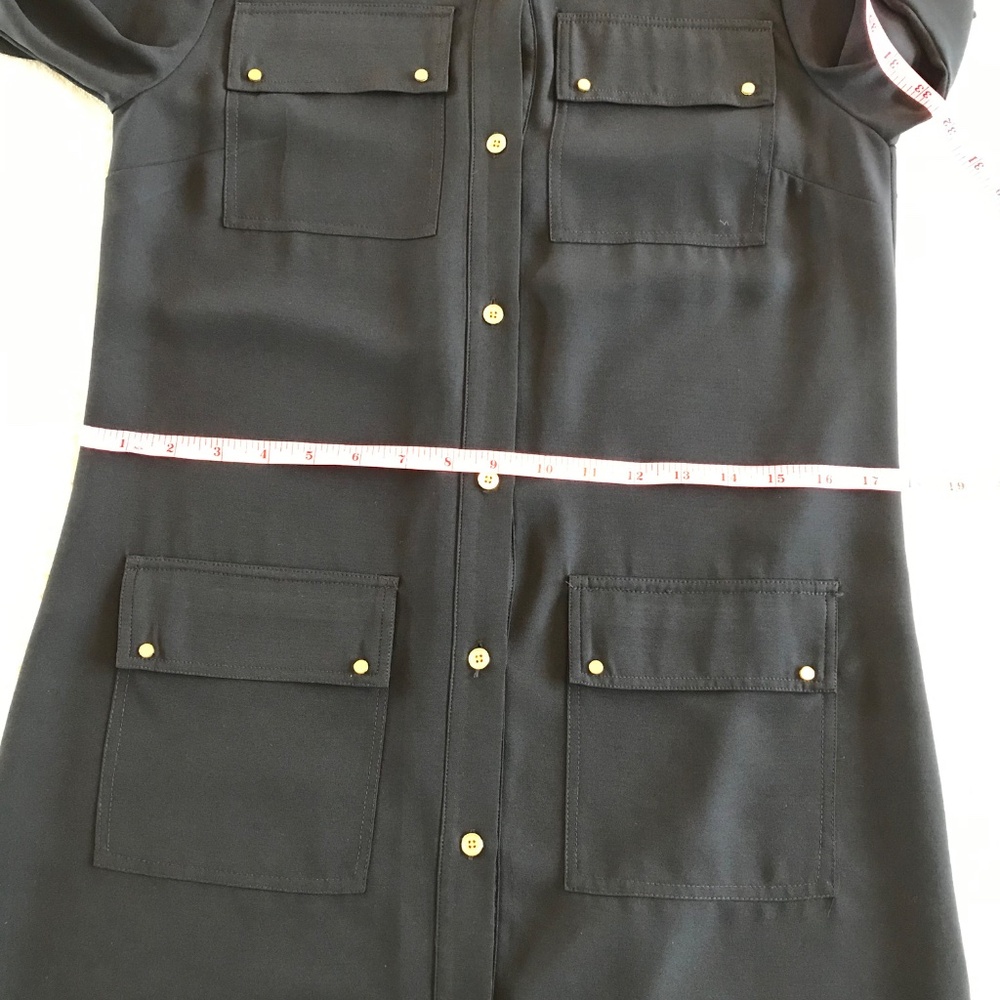 Michael Kors dress 4 navy 4 pockets balloon sleeves buttons knee length wedding - Picture 13 of 15